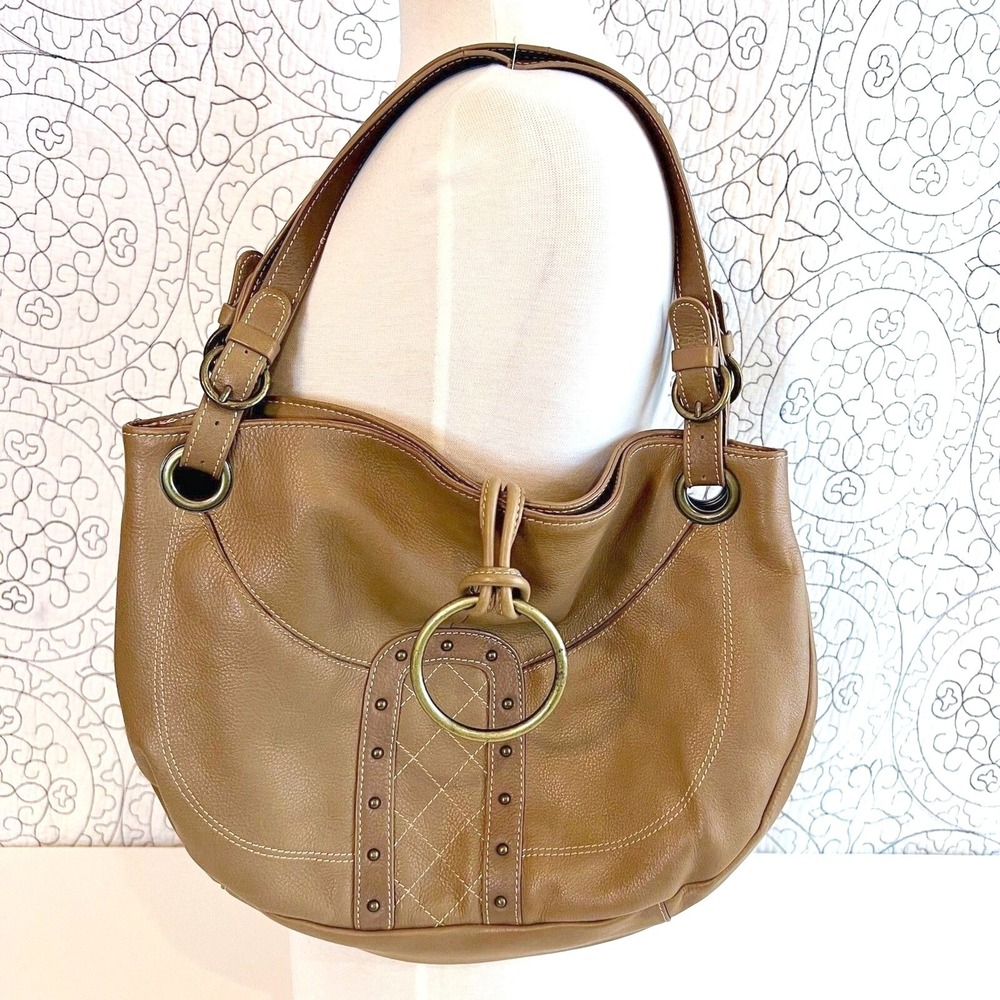 Vintage Luce Women's Shoulder Bag Hobo Purse Brown Leather‎ Brass Slouchy Boho - Picture 3 of 6